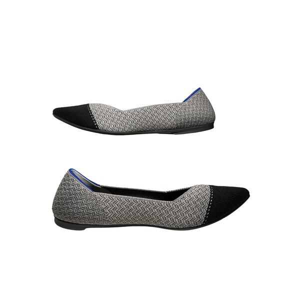 Rothy’s The Point Flats Herringbone Knit Gray Black Sustainable Shoes 10 - Picture 7 of 14